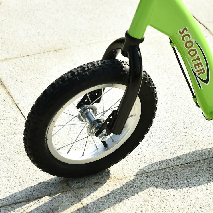 HOMCOM Teen Kids Stunt Scooter with Adjustable Handlebar, 12 Inch Rubber Tyres, Dual Brakes in Green