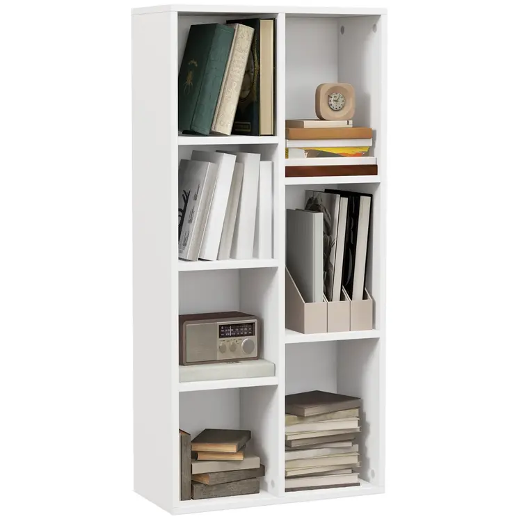 Seven-Cube Bookcase - White Wood Effect by HOMCOM