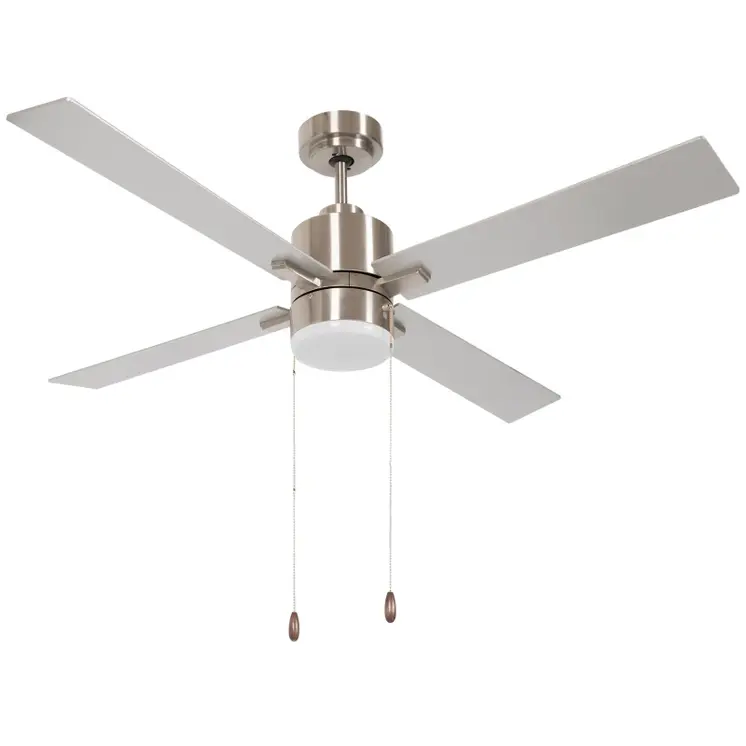 Ceiling Fan with LED Light, Flush Mount Ceiling Fan Lights with Reversible Blades, Pull-chain, Silver and Natural Tone by HOMCOM