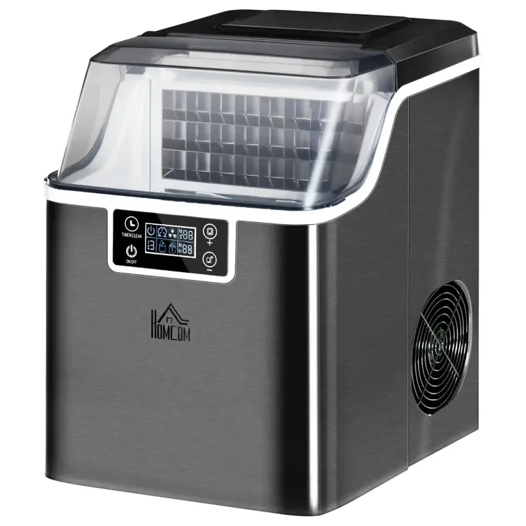 Ice Maker Machine Countertop, 20Kg in 24 Hrs, 24 Cubes Ready in 14-18Mins, Stainless Steel Ice Cube Maker, 3.2L w/ Adjustable | HOMCOM