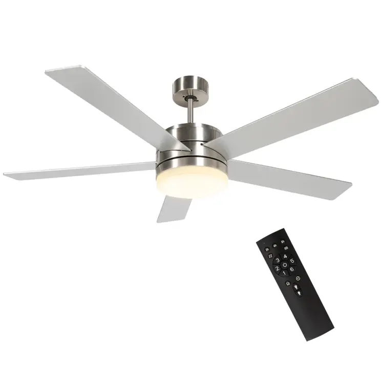Ceiling Fan w/ Lights 5 Reversible Blades, Remote Control, for Bedroom, 5-Speed Ceiling Fan with Light for Living Room | HOMCOM