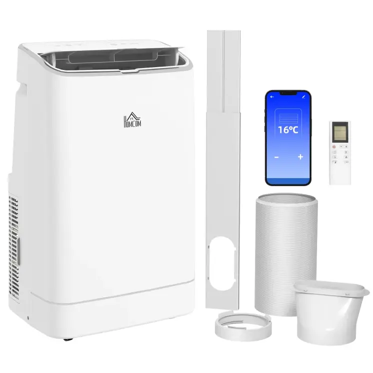 5-in-1 Portable AC Unit 14,000 BTU, with APP & Remote Control, Dehumidifier, Heater, Cooler, 24 Hour Timer, Self-evaporating System by HOMCOM