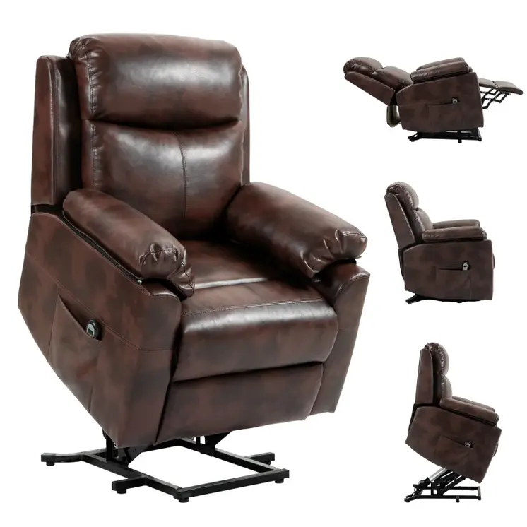 Riser and Recliner Chair, Lift Chair with Remote Control, Side Pockets, Pocket Spring in Dark Brown by HOMCOM