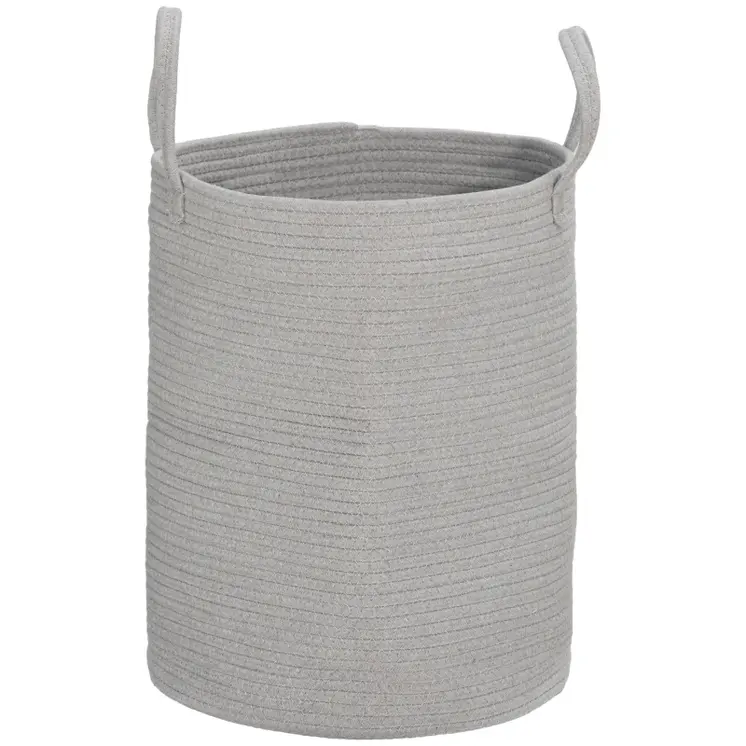 HOMCOM 36L Cotton Rope Laundry Basket, with Handles in Grey