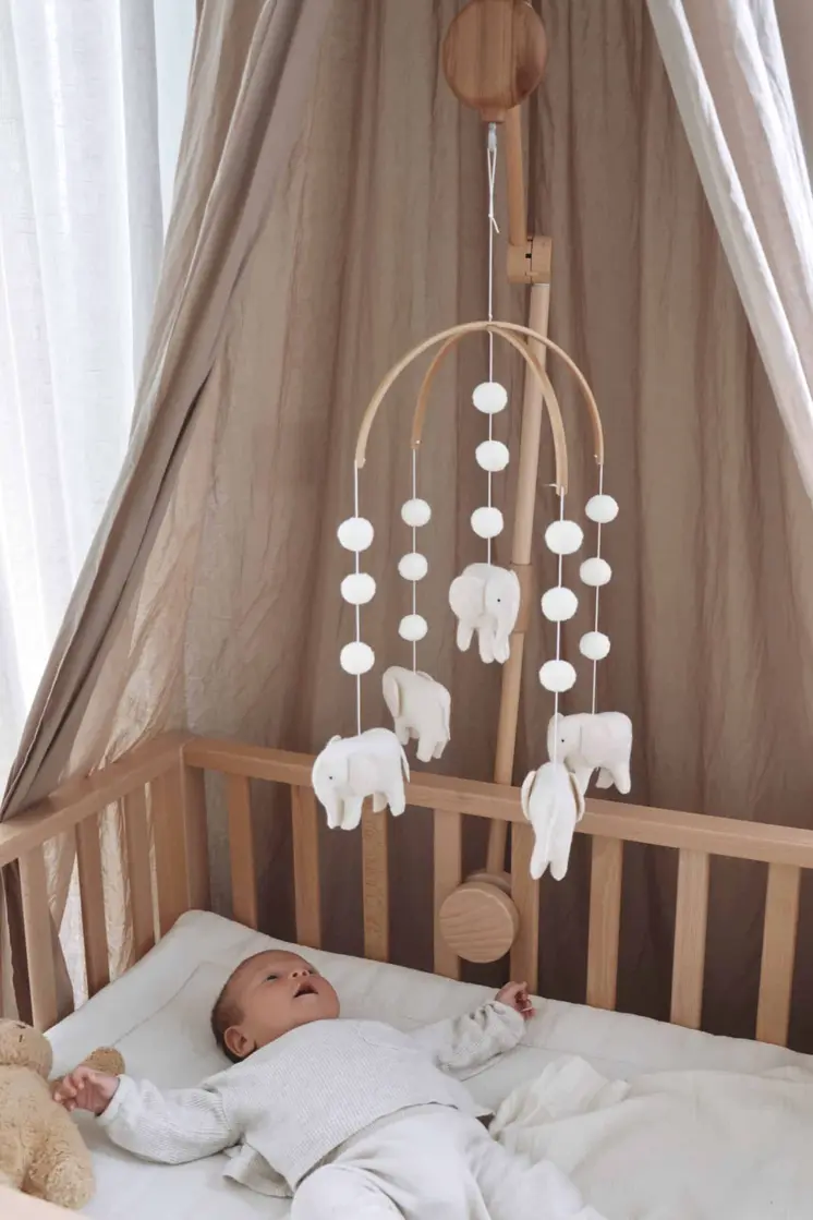 Complete set Handmade Elephants baby mobile (Mobile + Arm + Box)