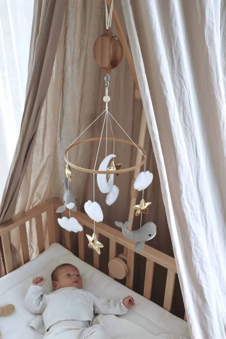 Handmade Little Whales baby mobile