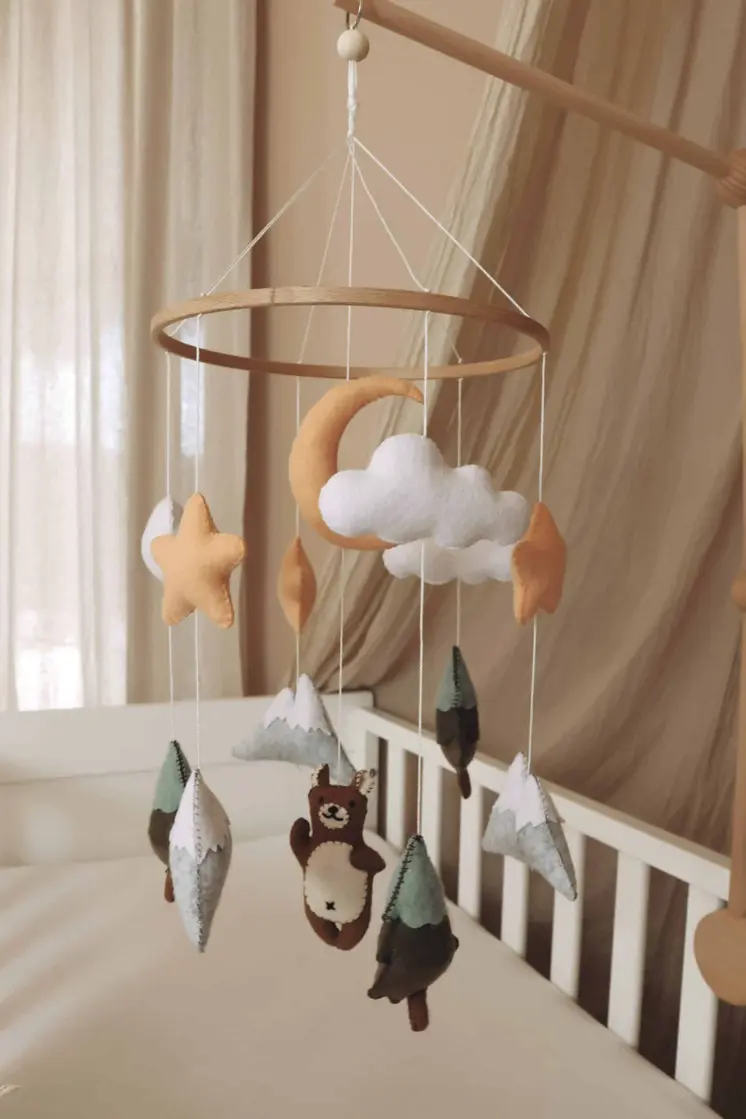 Handmade Brown Bear baby mobile
