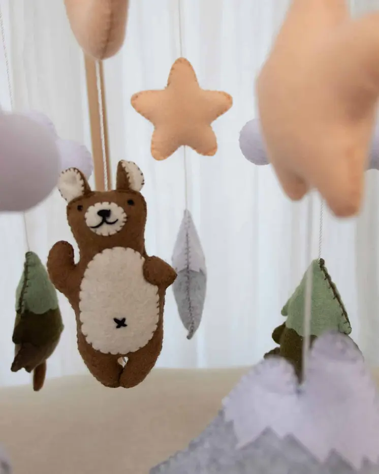 Handmade Brown Bear baby mobile