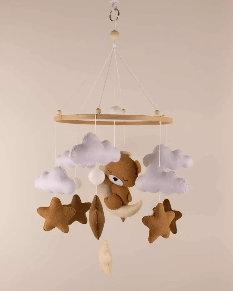 Handmade Sleeping Teddy baby mobile