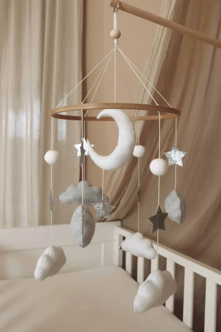 Handmade Moon And Stars baby mobile