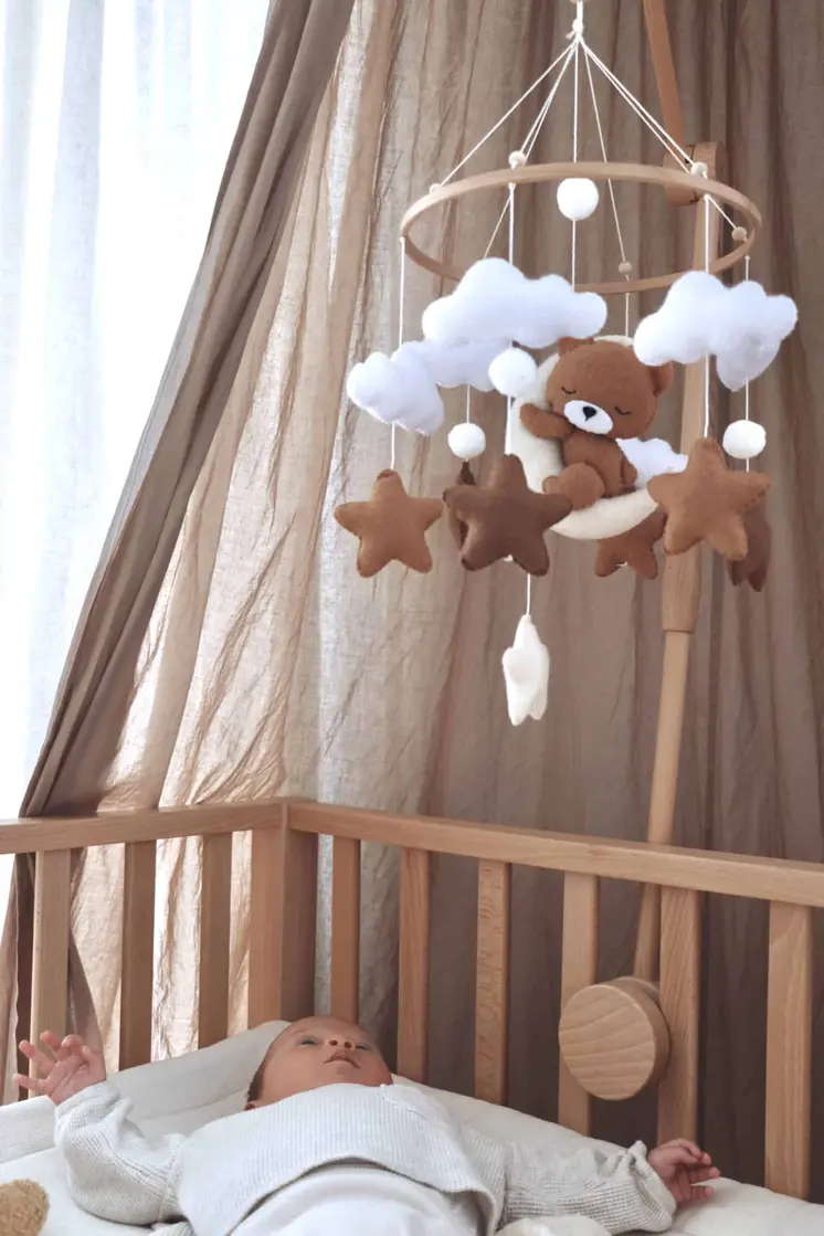 Handmade Sleeping Teddy baby mobile