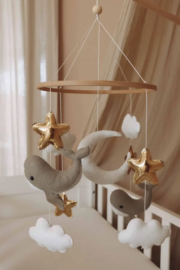 Handmade Little Whales baby mobile