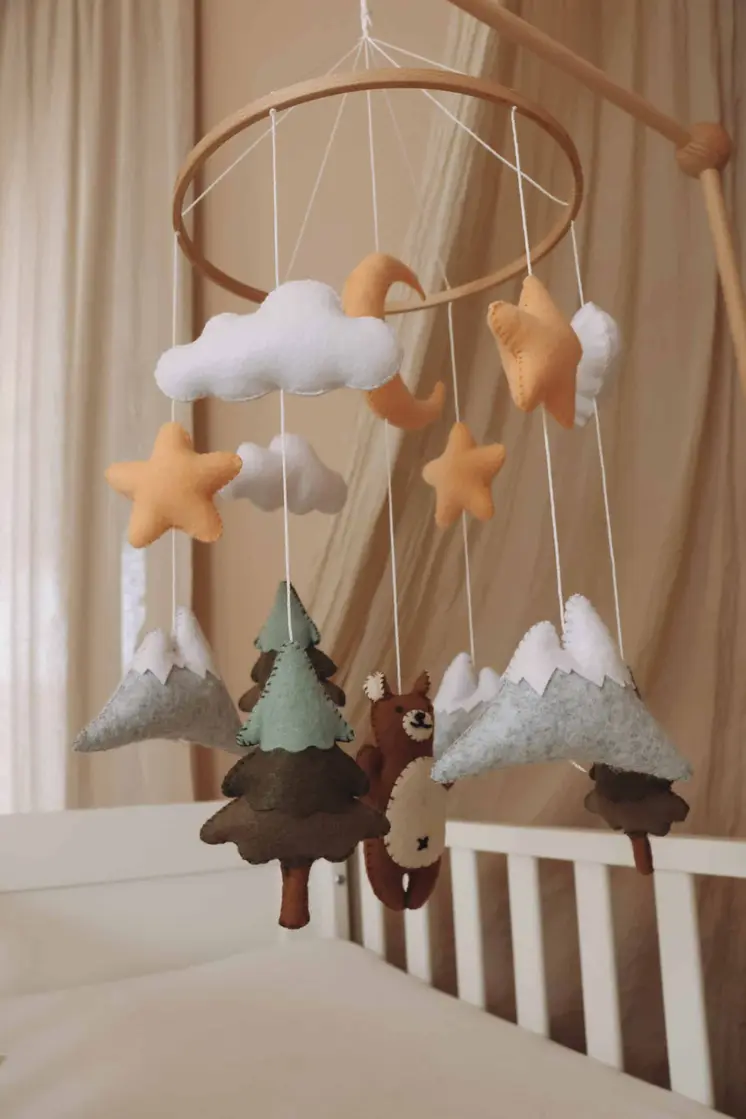 Handmade Brown Bear baby mobile