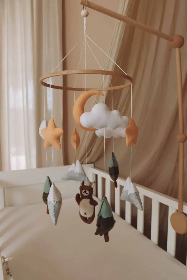 Handmade Brown Bear baby mobile