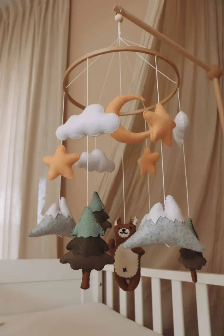 Handmade Brown Bear baby mobile