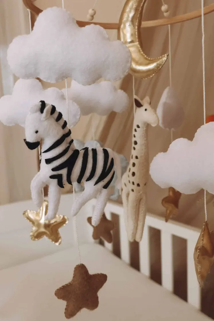 Complete set Handmade Safari baby mobile (Mobile + Arm + Box)