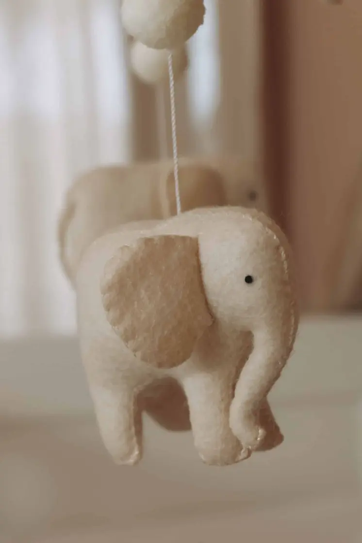 Complete set Handmade Elephants baby mobile (Mobile + Arm + Box)
