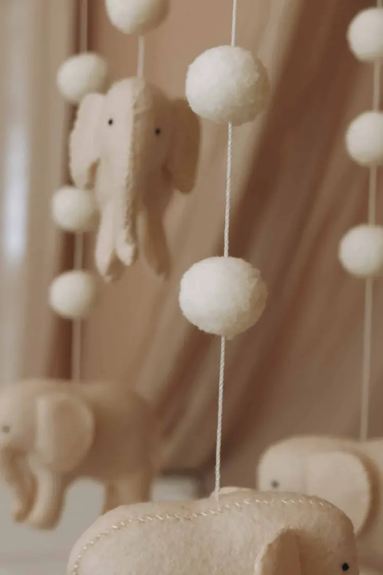 Complete set Handmade Elephants baby mobile (Mobile + Arm + Box)