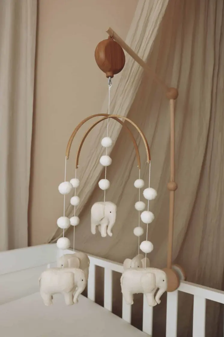 Complete set Handmade Elephants baby mobile (Mobile + Arm + Box)