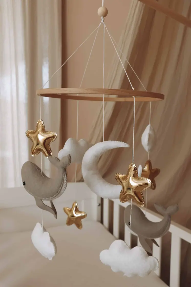 Handmade Little Whales baby mobile