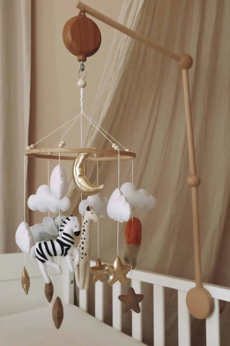 Complete set Handmade Safari baby mobile (Mobile + Arm + Box)