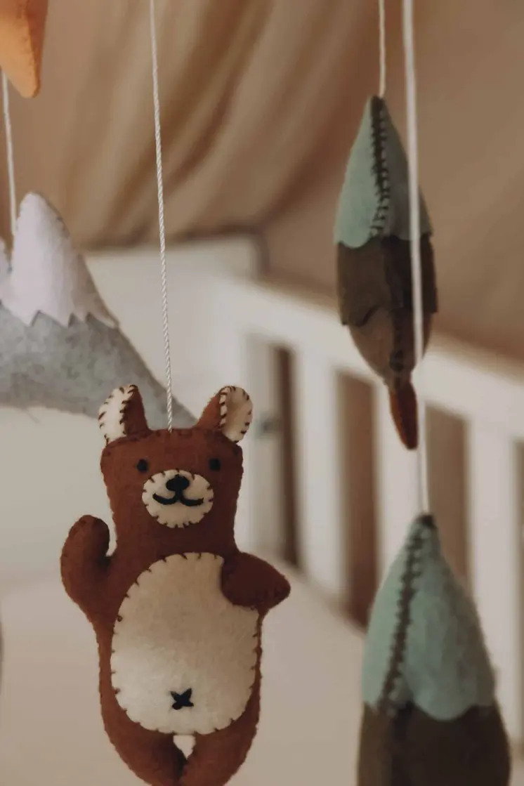 Handmade Brown Bear baby mobile