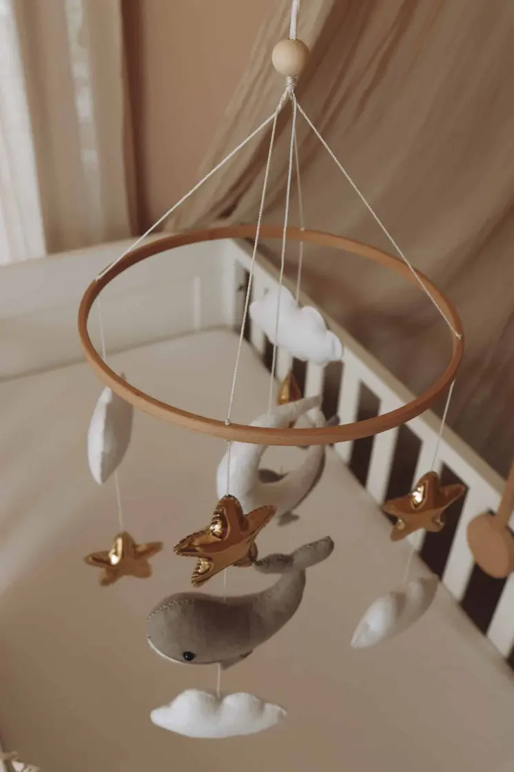 Handmade Little Whales baby mobile