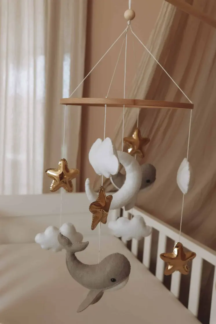 Handmade Little Whales baby mobile