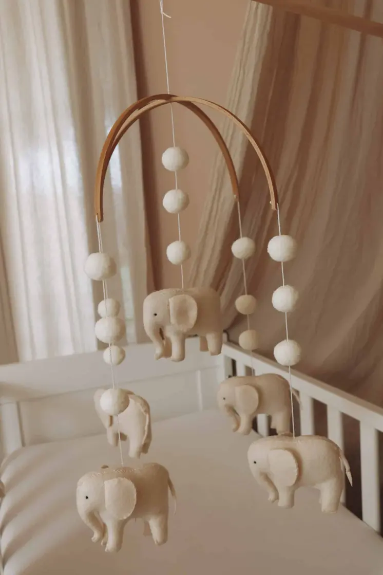 Complete set Handmade Elephants baby mobile (Mobile + Arm + Box)