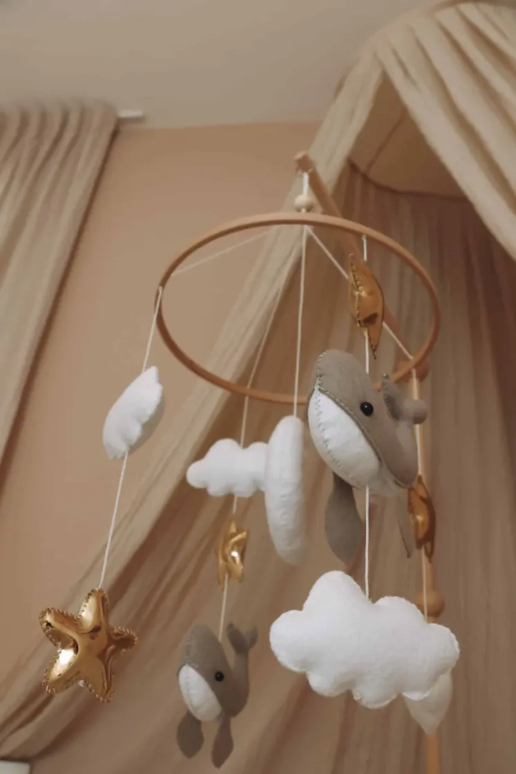 Handmade Little Whales baby mobile