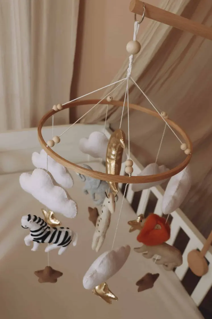 Complete set Handmade Safari baby mobile (Mobile + Arm + Box)
