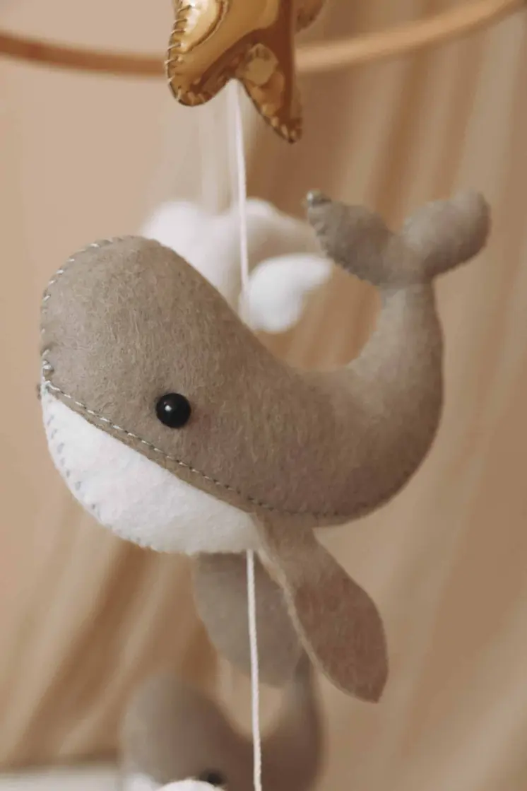 Handmade Little Whales baby mobile