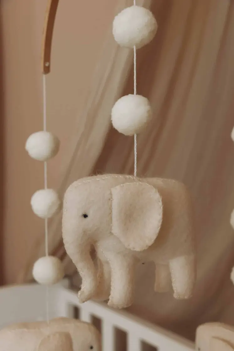 Complete set Handmade Elephants baby mobile (Mobile + Arm + Box)