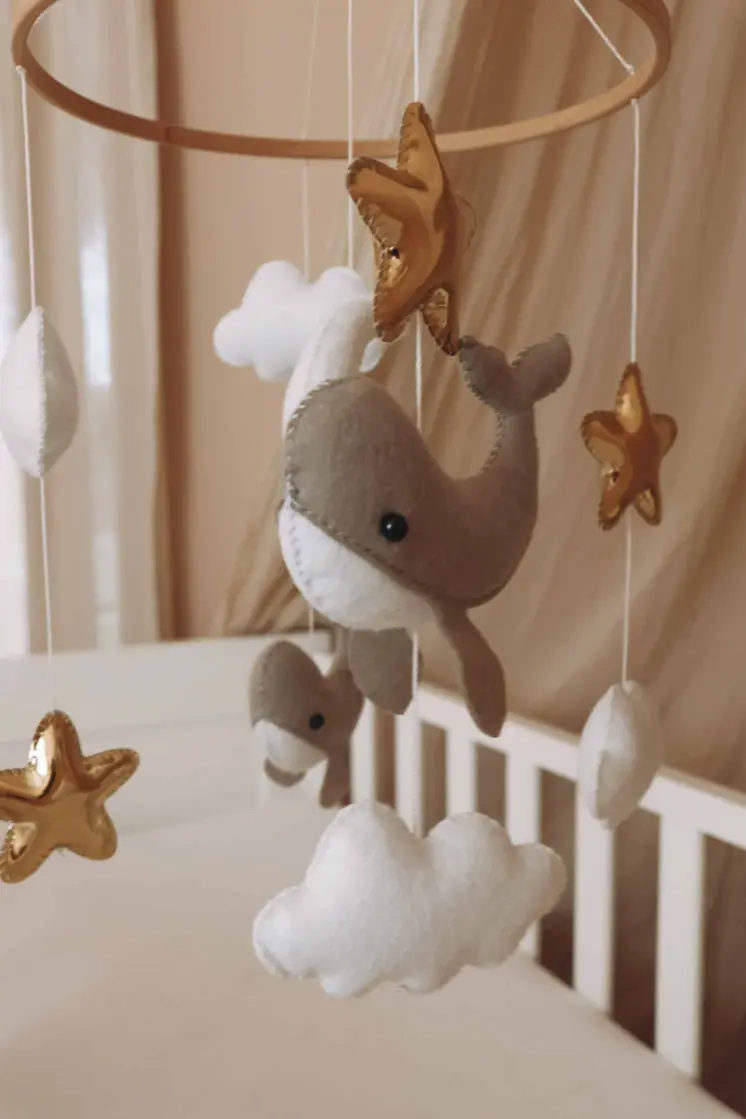 Handmade Little Whales baby mobile