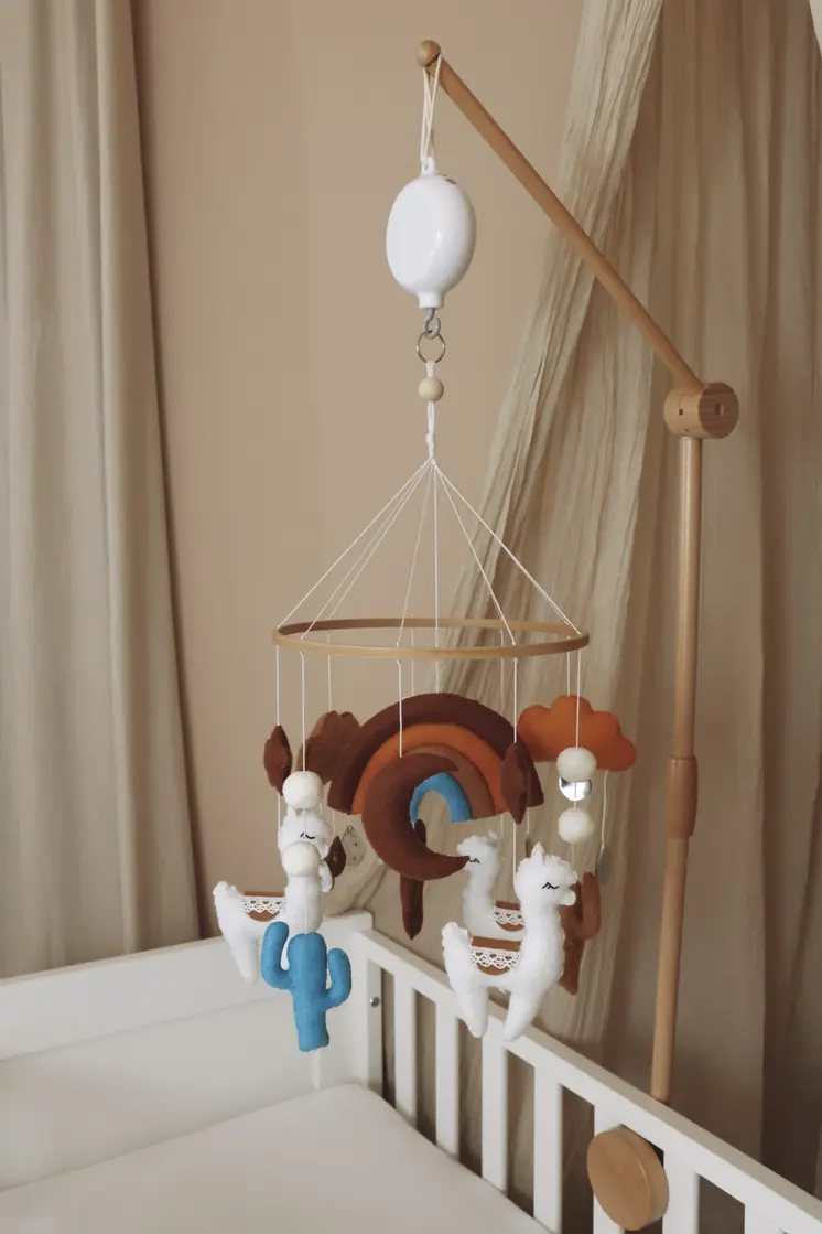 Complete set Handmade Lama baby mobile (Mobile + Arm + Box)