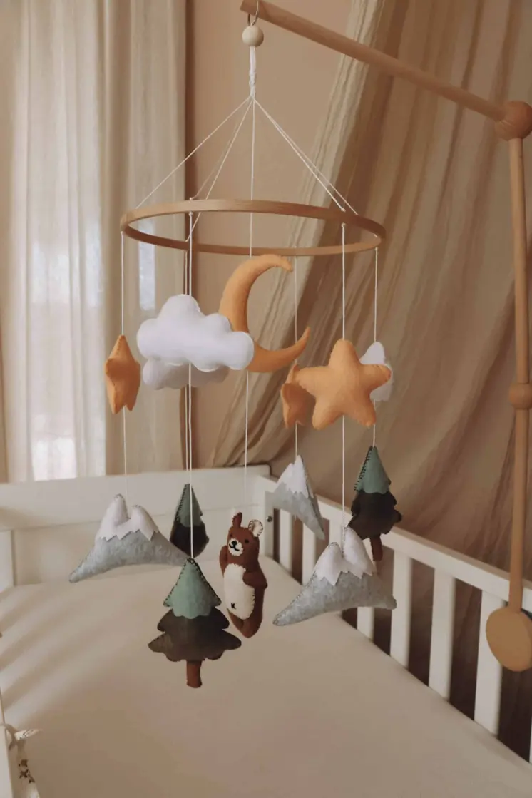 Handmade Brown Bear baby mobile