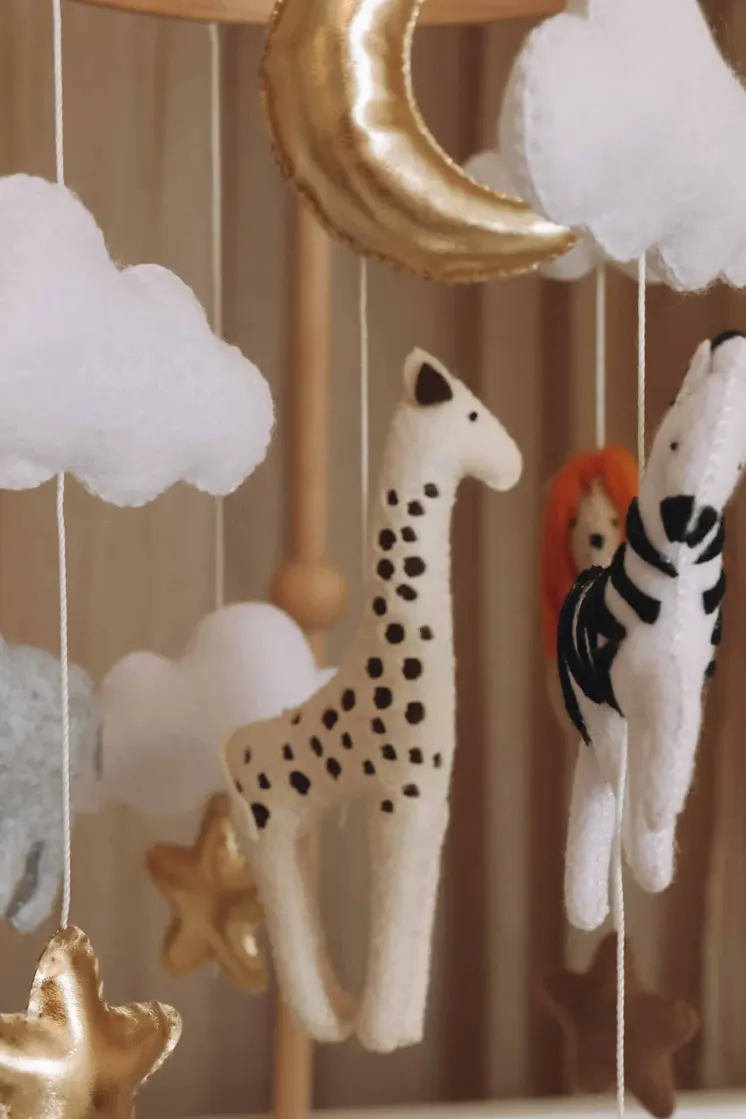 Complete set Handmade Safari baby mobile (Mobile + Arm + Box)