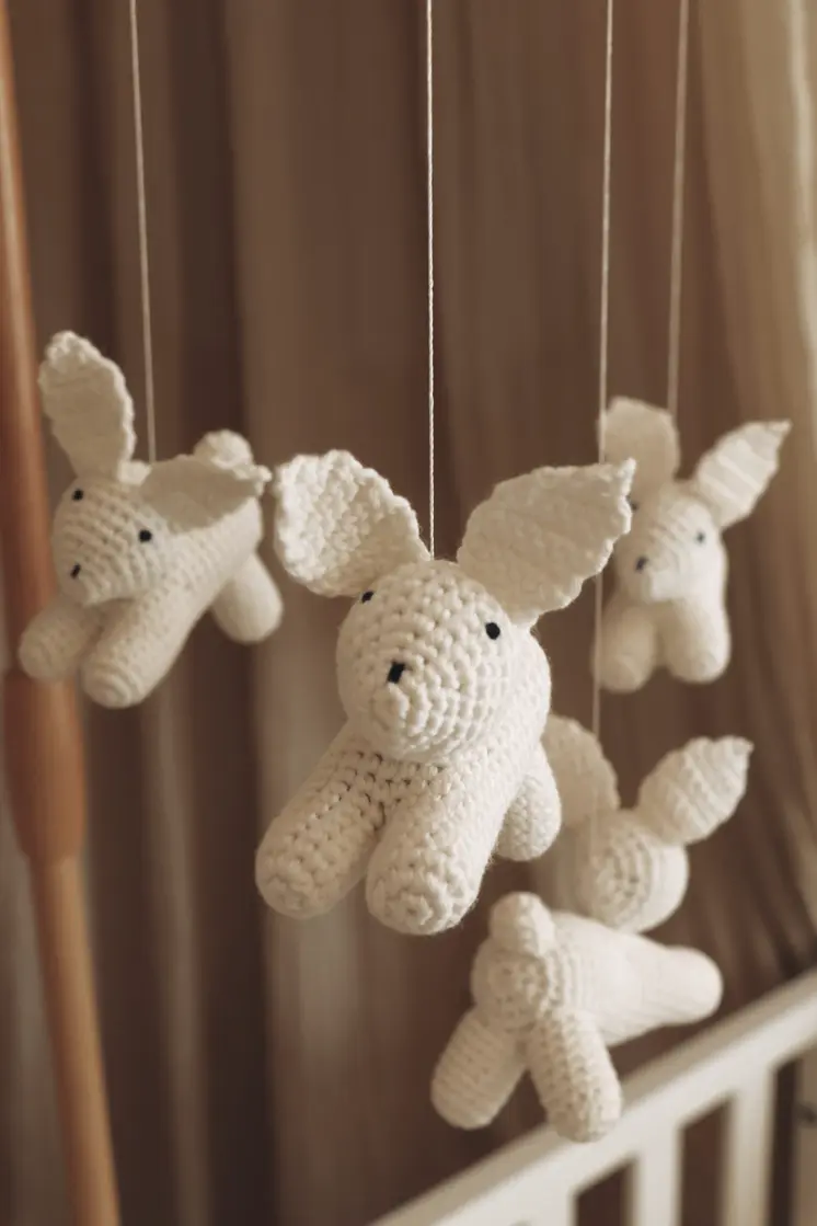 Handmade Crochet Bunny baby mobile
