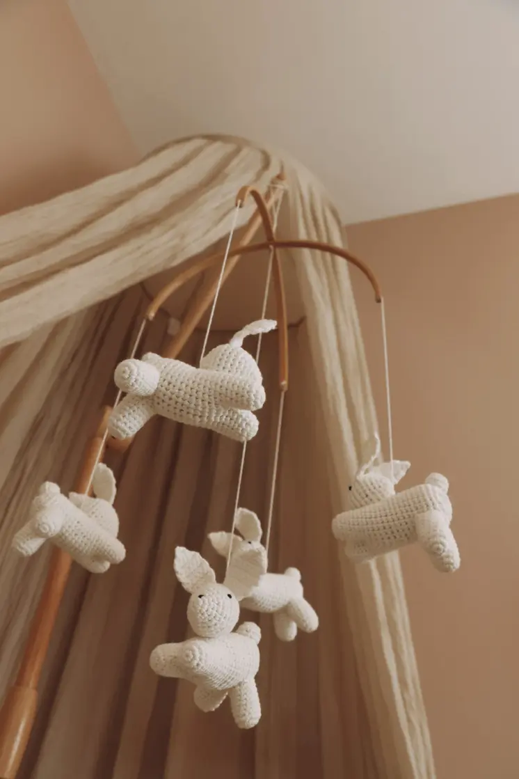 Handmade Crochet Bunny baby mobile