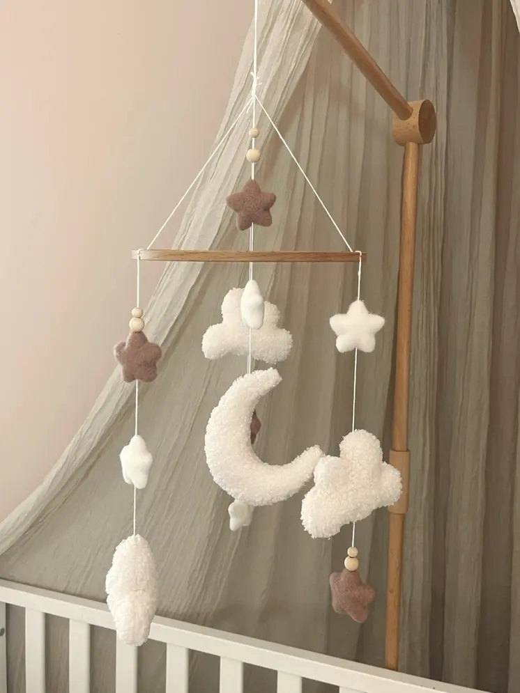 Handmade fluffy clouds baby mobile