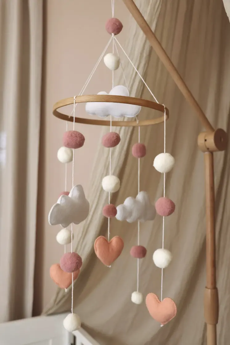 Handmade Little Hearts baby mobile