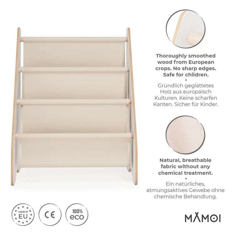 MAMOI® Bücherregal für kinder, Bücherkiste für kinderzimmer, Book shelf, Buchregal, Wandregal kinderregal, Kinderbücherregal, Bücherbank aus Yarnwood, Kindermöbel für kleines kind montessori