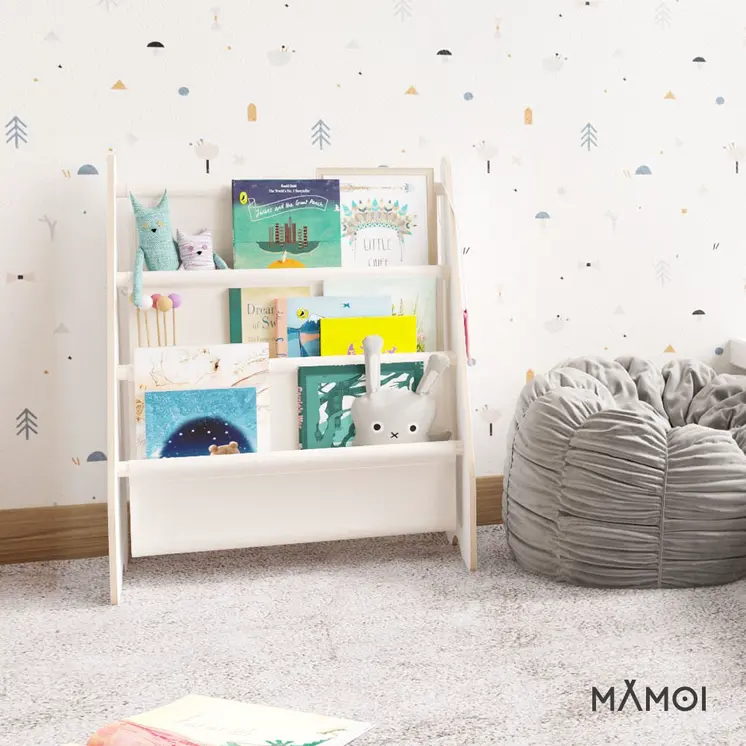 MAMOI® Bücherregal für kinder, Bücherkiste für kinderzimmer, Book shelf, Buchregal, Wandregal kinderregal, Kinderbücherregal, Bücherbank aus Yarnwood, Kindermöbel für kleines kind montessori