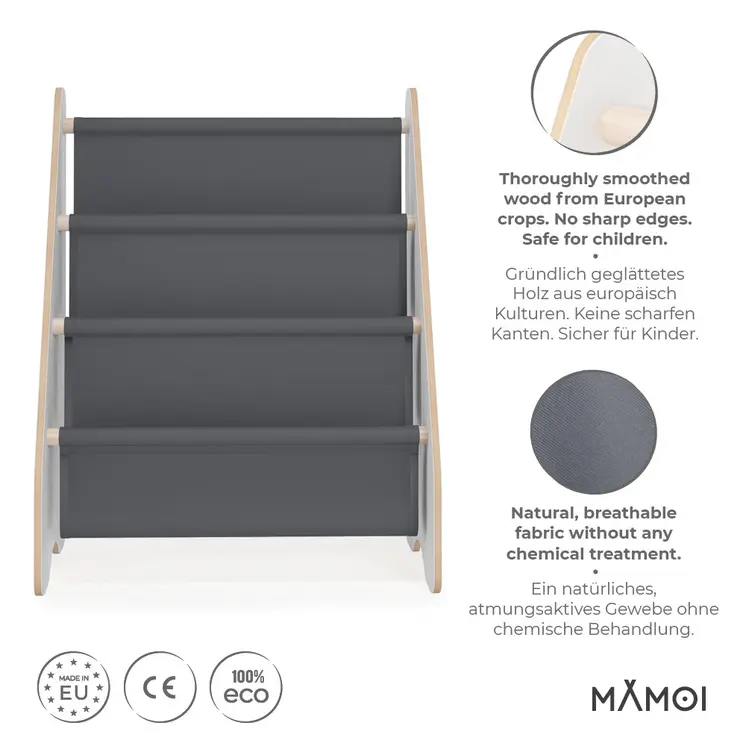 MAMOI® Bücherregal für kinder, Bücherkiste für kinderzimmer, Book shelf, Buchregal, Wandregal kinderregal, Kinderbücherregal, Bücherbank aus Yarnwood, Kindermöbel für kleines kind montessori