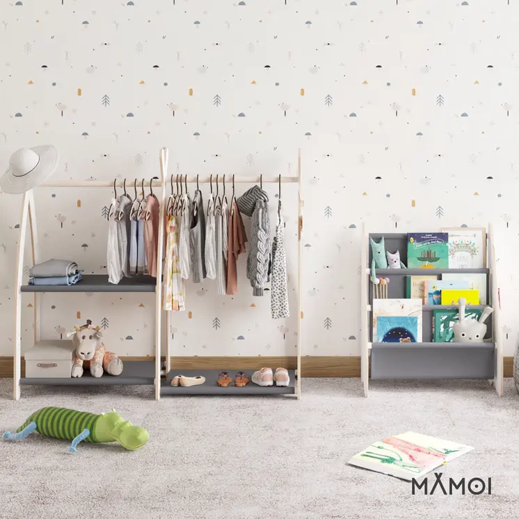 MAMOI® Bücherregal für kinder, Bücherkiste für kinderzimmer, Book shelf, Buchregal, Wandregal kinderregal, Kinderbücherregal, Bücherbank aus Yarnwood, Kindermöbel für kleines kind montessori