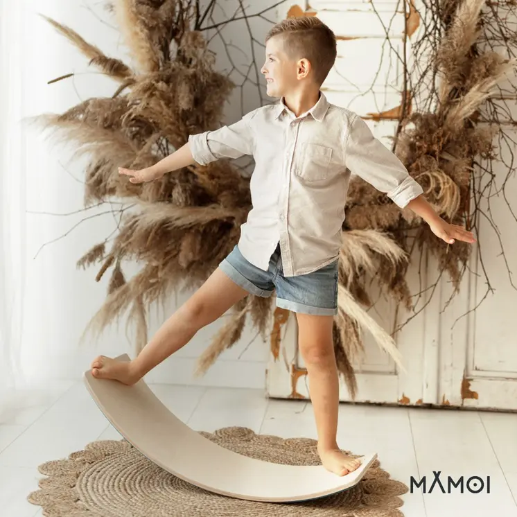 MAMOI® Balance Board für Kinder, Balance wippe, Balancieren und Gleichgewichtstrainer, Balanceboard, Balanceboards indoor, Balancierbrett, Wobble Board aus Holz, Balance-board mit matte ab 3