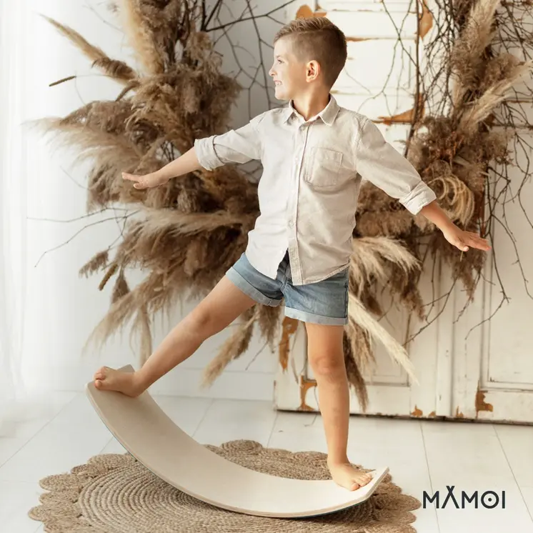 MAMOI® Wooden balance board for kids, Rocker seesaw, Baby balancing games, Toddler balance game, Wobble board, Play equipment for children, montessori sensory toys