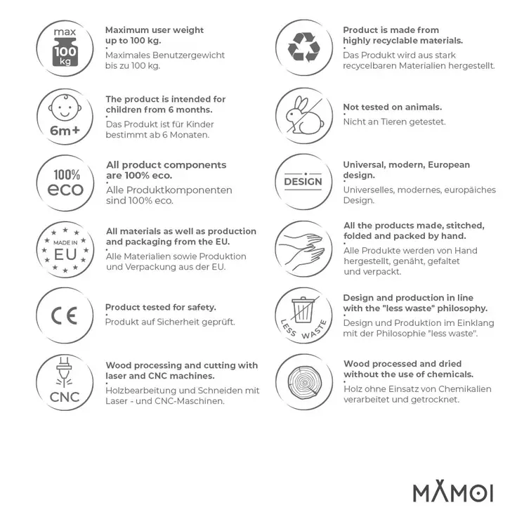 MAMOI® Planche equilibre pour enfant, Balance board, Planches d'équilibre, Jeu équilibre de proprioception en bois, Jeux motricité montessori 1 an 2/3 ans