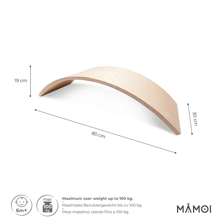 MAMOI® Balance Board für Kinder, Balance wippe, Balancieren und Gleichgewichtstrainer, Balanceboard, Balanceboards indoor, Balancierbrett, Wobble Board aus Holz, Balance-board mit matte ab 3