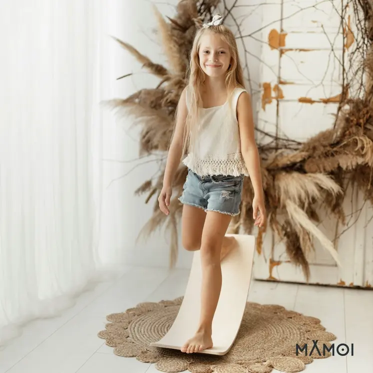 MAMOI® Wooden balance board for kids, Rocker seesaw, Baby balancing games, Toddler balance game, Wobble board, Play equipment for children, montessori sensory toys